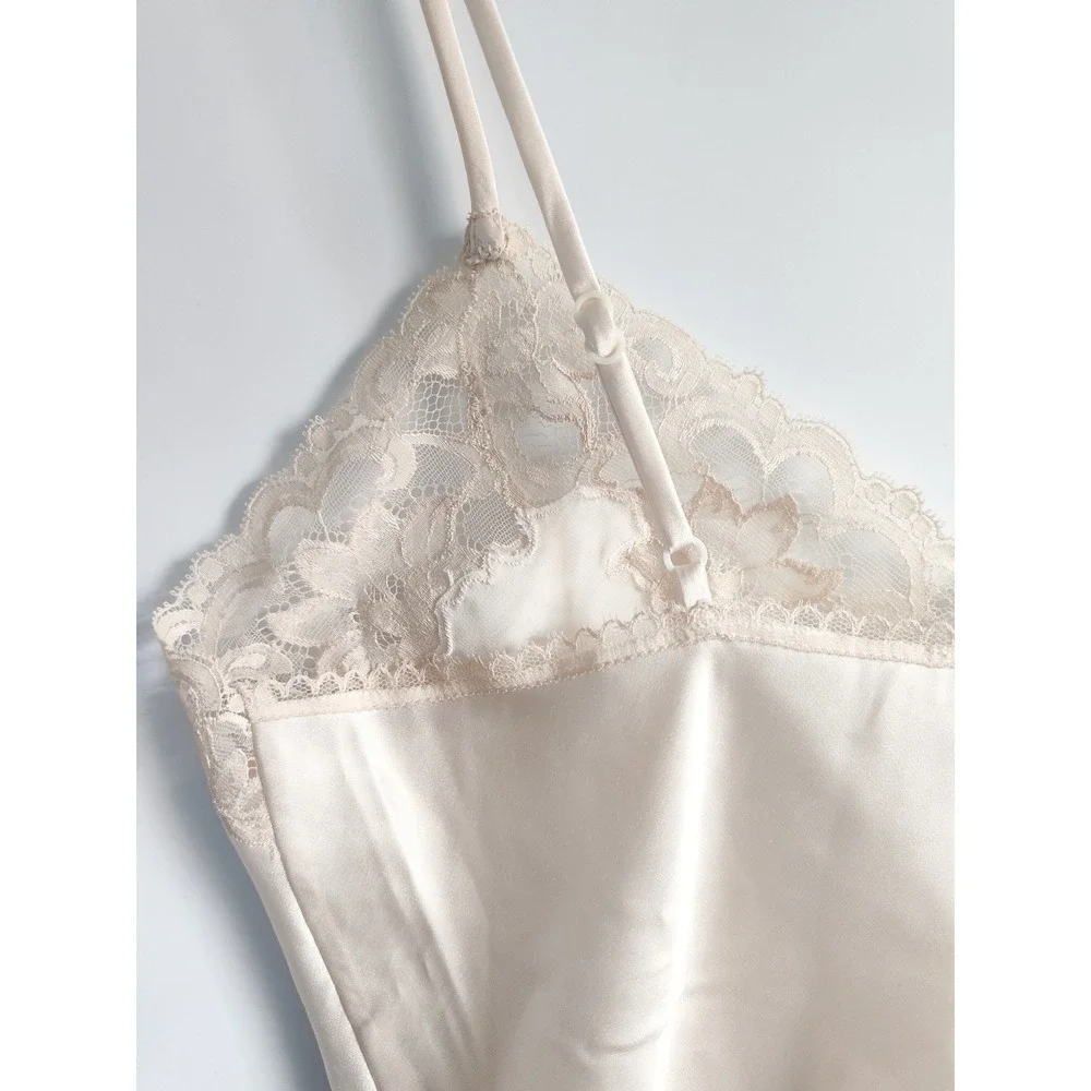 Vintage Christian Dior Cami Small Satin Lace Trim USA Made Lingerie Top Coquette